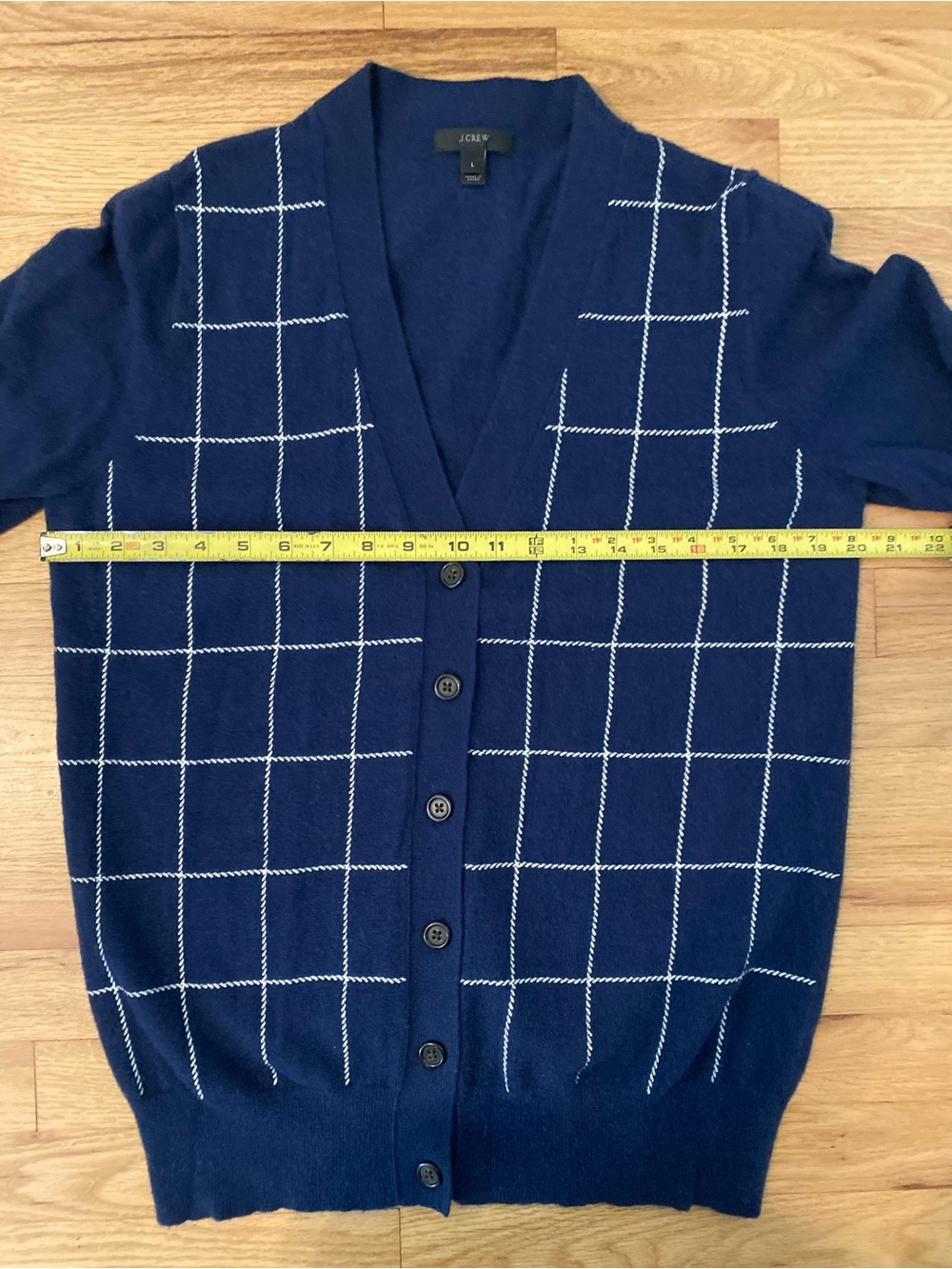 J. Crew Wool Cashmere Blend Cardigan with Windowpane Grid Large - Picture 5 of 9
